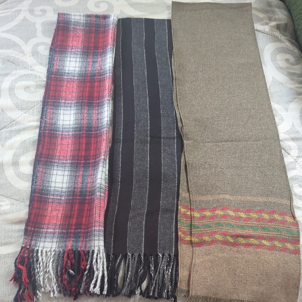 Men's Plaid, Striped, and Patterned Scarf Bundle